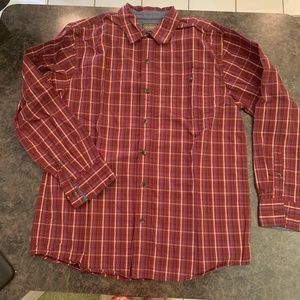 3/ $25 Mens Button Down Shirt Red plaid Sz Large